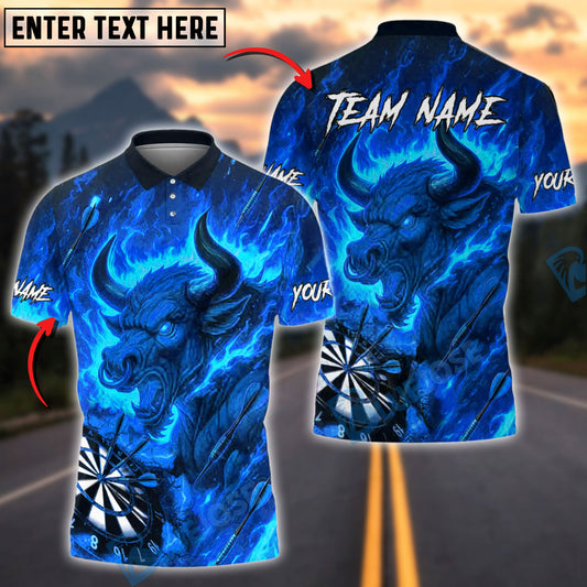 BlueJose Darts Bull Fire Flame Customized Name, Team Name 3D Shirt (4 Colors)