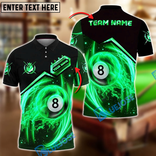 BlueJose Billiards Ball 8 Flame Rocket Personalized Name Shirt (4 Colors)