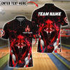 BlueJose Bowling And Pins Wolf Flame Customized Name, Team Name 3D Shirt (4 Colors)