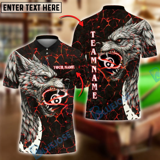 BlueJose Billiards Ball 8 Fierce Magma Wolf Personalized Name Shirt (4 Colors)