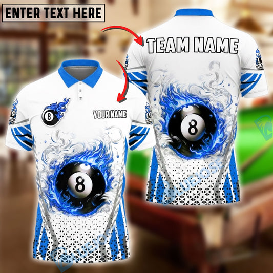 BlueJose Billiards Ball 8 Flame Break Personalized Name Shirt (4 Colors)