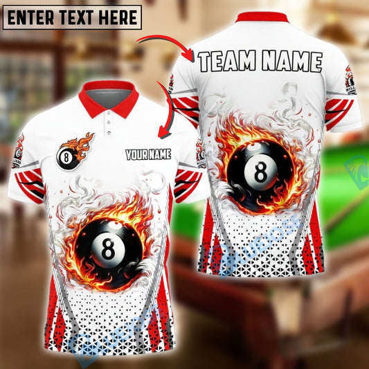 BlueJose Billiards Ball 8 Flame Break Personalized Name Shirt (4 Colors)