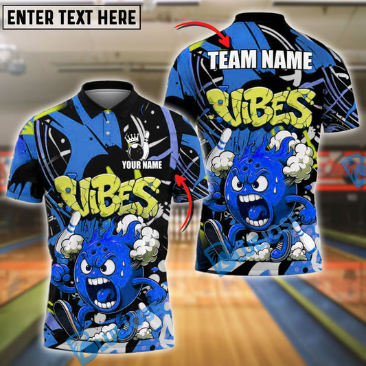 BlueJose Bowling Fireball Graffiti Style Customized Name, Team Name 3D Shirt (4 Colors)