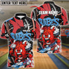 BlueJose Bowling Fireball Graffiti Style Customized Name, Team Name 3D Shirt (4 Colors)