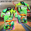 BlueJose Bowling And Pins Cartoon Duck Graffiti Customized Name, Team Name 3D Shirt (4 Colors)
