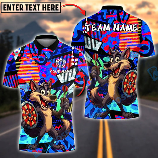BlueJose Darts Funny Wolf Graffiti Style Customized Name, Team Name 3D Shirt (4 Colors)