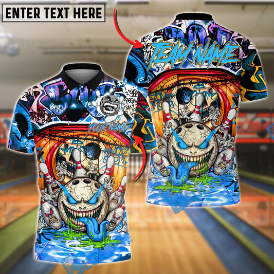 BlueJose Bowling And Pins Graffiti Monster Urban Style Customized Name, Team Name 3D Shirt (4 Colors)