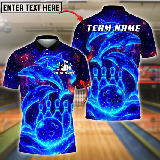 BlueJose Bowling And Pins Dolphins Galaxy Customized Name, Team Name 3D Shirt (4 Colors)