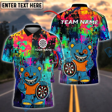 BlueJose Darts Bear Graffiti Dartboard Crazy Design Personalized Name, Team Name 3D Shirt