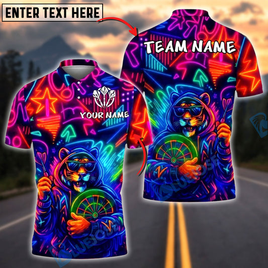 BlueJose Darts Neon Tiger Hoodie Graffiti Customized Name, Team Name 3D Shirt (4 Colors)
