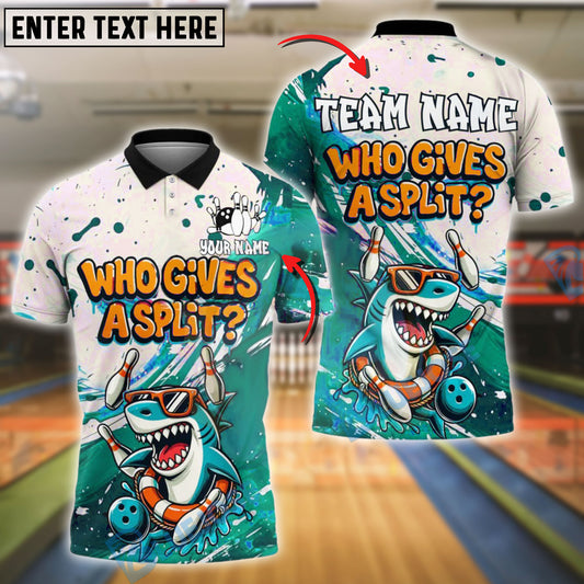 BlueJose Bowling And Pins Shark Cartoon Paint Design Customized Name, Team Name 3D Shirt (4 Colors)