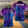 BlueJose Bowling And Pins Skeleton Neon Attitude Customized Name, Team Name 3D Shirt (4 Colors)
