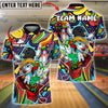 BlueJose Bowling And Pins Colorblast Cartoon Character Customized Name, Team Name 3D Shirt (4 Colors)