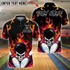 BlueJose Bowling And Pins Flame Skull Ball Customized Name, Team Name 3D Shirt (4 Colors)