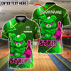 BlueJose Bowling And Pins Tough Bear Strike Neon Glow Customized Name, Team Name 3D Shirt (4 Colors)