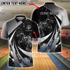 BlueJose Bowling And Pins Angry Tiger Design Customized Name, Team Name 3D Shirt (4 Colors)