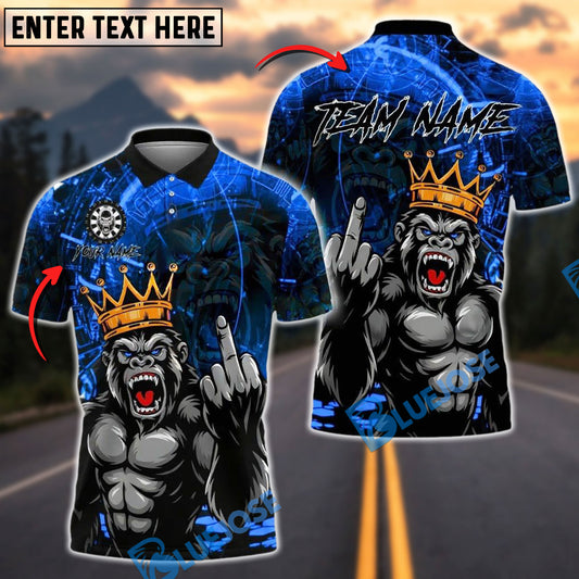 BlueJose Darts Gorilla King Rebel Attitude Customized Name, Team Name 3D Shirt (4 Colors)