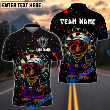 BlueJose Darts Streetwear Capybara with Shades Style Personalized Name, Team Name Shirt (4 Colors)