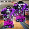 BlueJose Bowling Skeleton Graffiti Flames Style Customized Name, Team Name 3D Shirt (4 Colors)