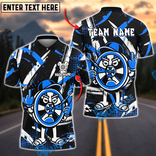 BlueJose Darts Funny Cartoon Dartboard Customized Name, Team Name 3D Shirt (4 Colors)
