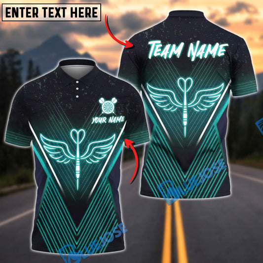 BlueJose Darts Neon Winged Personalized Name, Team Name Shirt (4 Colors)