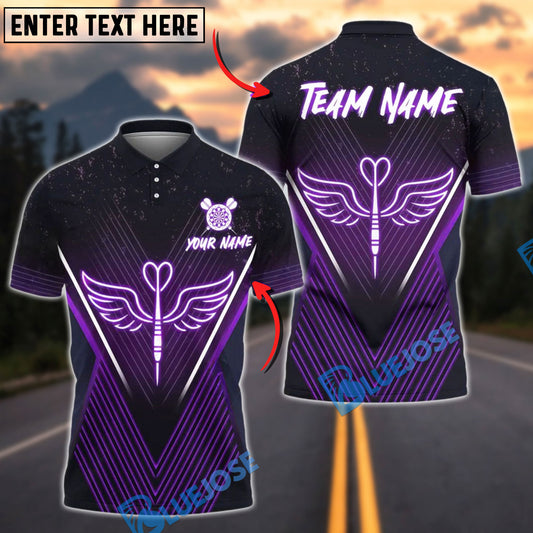 BlueJose Darts Neon Winged Personalized Name, Team Name Shirt (4 Colors)