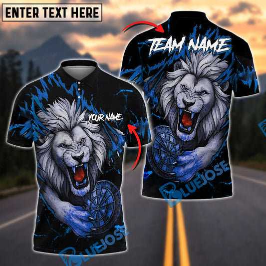 BlueJose Darts Bloody Lion Old Dartboard Personalized Name, Team Name Shirt (4 Colors)