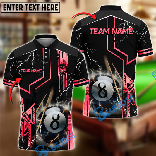 BlueJose Billiards Ball 8 Thunderstorm Personalized Name Shirt (4 Colors)