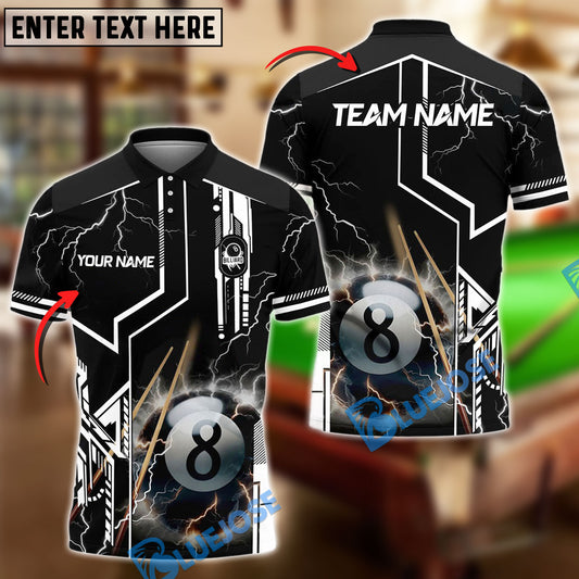 BlueJose Billiards Ball 8 Thunderstorm Personalized Name Shirt (4 Colors)