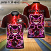 BlueJose Bowling And Pins Electric Bear Glowing Eyes Customized Name, Team Name 3D Shirt (4 Colors)