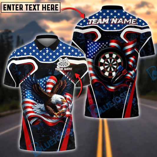 BlueJose Darts Eagle Dartboard American Flag Personalized Name Shirt