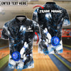 BlueJose Bowling And Pins Demon Strike Lightning Customized Name, Team Name 3D Shirt (4 Colors)