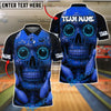 BlueJose Bowling And Pins Cyber Skull Tech Style Customized Name, Team Name 3D Shirt (4 Colors)