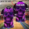 BlueJose Bowling And Pins Cyber Skull Tech Style Customized Name, Team Name 3D Shirt (4 Colors)
