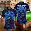 BlueJose Billiards 8 Ball Skull 420 Neon Glow Personalized Name, Team Name Unisex Shirt (4 Colors)