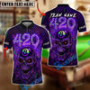 BlueJose Billiards 8 Ball Skull 420 Neon Glow Personalized Name, Team Name Unisex Shirt (4 Colors)