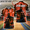 BlueJose Bowling And Pins Spartan Warrior Lightning Customized Name, Team Name 3D Shirt (4 Colors)