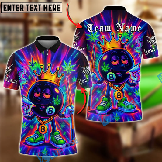 BlueJose Billiards 8 Ball Neon Graffiti Cannabis Personalized Name, Team Name Unisex Shirt (4 Colors)