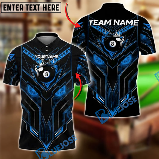 BlueJose Billiards 8 Ball Cyber Eyes Personalized Name, Team Name Unisex Shirt (4 Colors)