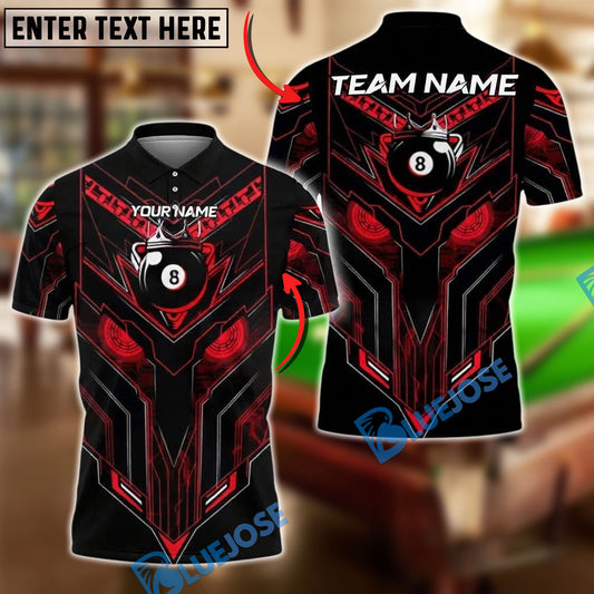 BlueJose Billiards 8 Ball Cyber Eyes Personalized Name, Team Name Unisex Shirt (4 Colors)