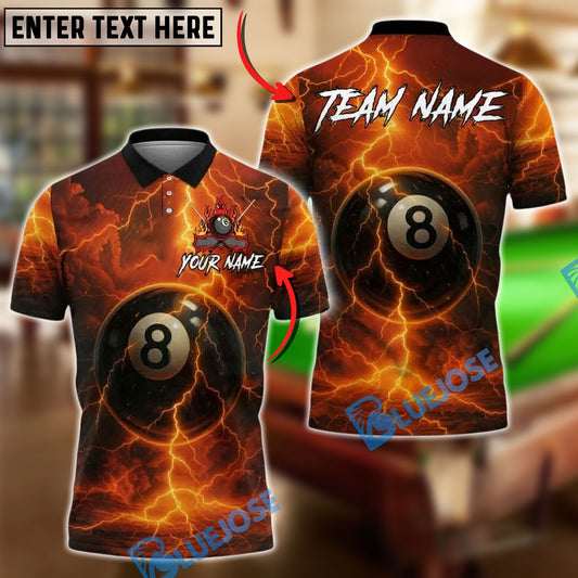 BlueJose Billiards 8 Ball Electric Energy Personalized Name, Team Name Unisex Shirt (4 Colors)