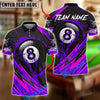 BlueJose Billiards 8 Ball Lightning Splash Personalized Name, Team Name Unisex Shirt (4 Colors)