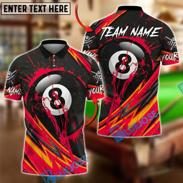 BlueJose Billiards 8 Ball Lightning Splash Personalized Name, Team Name Unisex Shirt (4 Colors)