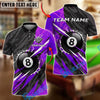 BlueJose Billiards 8 Ball Black Slash Personalized Name, Team Name Unisex Shirt (4 Colors)