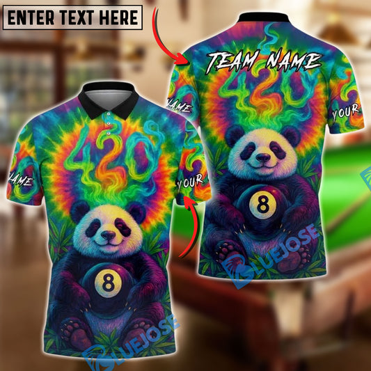 BlueJose Billiards Ball 8 Panda 420 Tie-Dye Psychedelic Customized Name, Team Name 3D Shirt