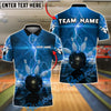 BlueJose Bowling And Pins Lightning Glow Storm Customized Name, Team Name 3D Shirt (4 Colors)