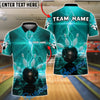 BlueJose Bowling And Pins Lightning Glow Storm Customized Name, Team Name 3D Shirt (4 Colors)