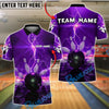 BlueJose Bowling And Pins Lightning Glow Storm Customized Name, Team Name 3D Shirt (4 Colors)