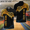 BlueJose Bowling And Pins Golden Tribal Pattern Customized Name, Team Name 3D Shirt (4 Colors)