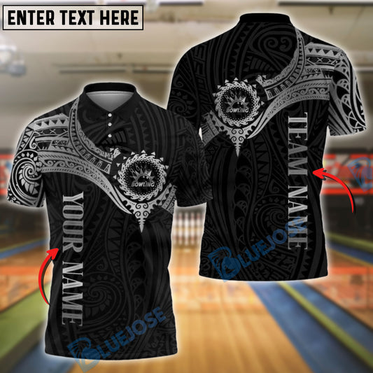 BlueJose Bowling And Pins Golden Tribal Pattern Customized Name, Team Name 3D Shirt (4 Colors)